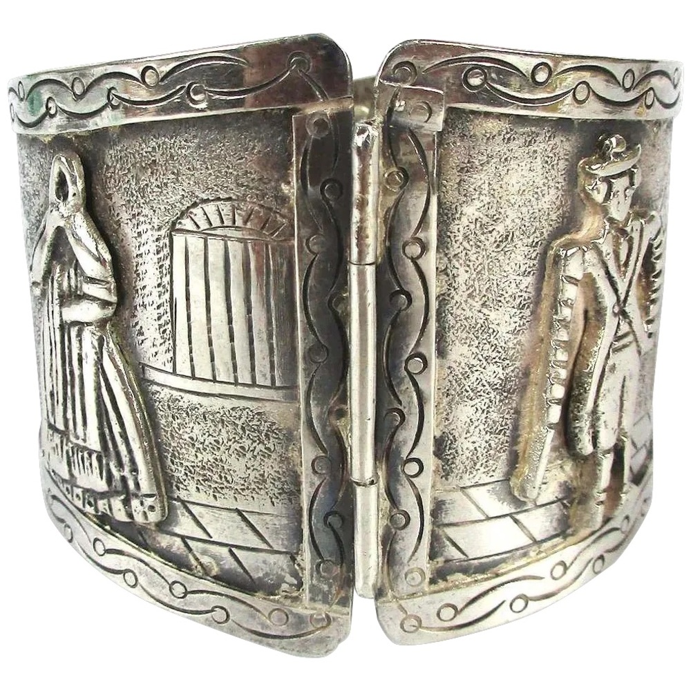 Vintage Peru Silver Cuff Bracelet